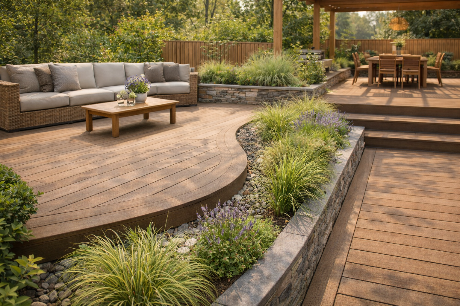 Doğal renk tonlarıyla modern deck trendleri