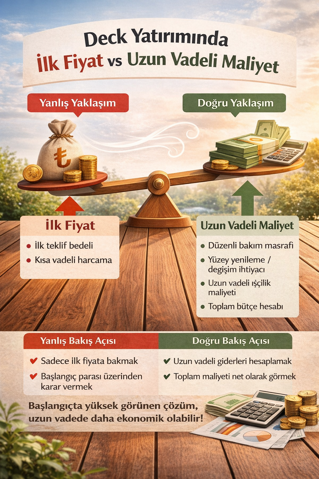 Deck maliyet planlama infografiği